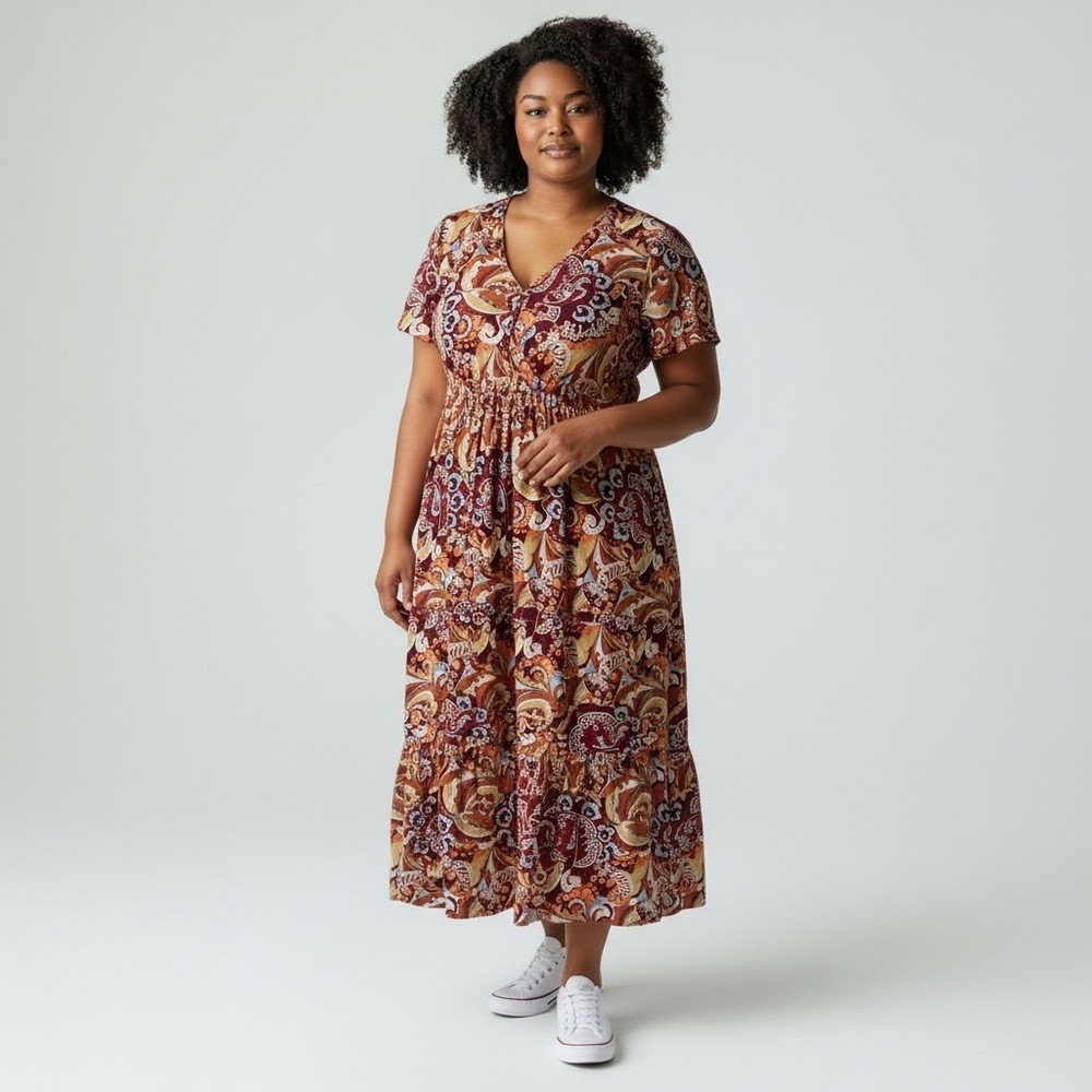 ANTHROPOLOGIE cotton, short sleeve mid length dress size large - Picture 5 of 12
